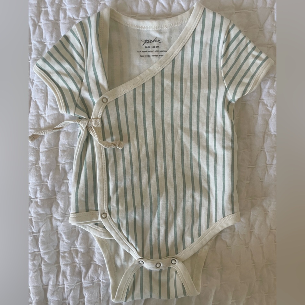 Pehr Cream and Green Striped Kids Bodysuit